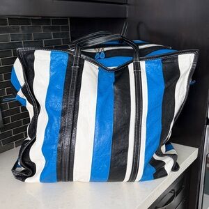 BALENCIAGA

Agneau Arena Multicolore XL Bazar Shopper Tote Blue, White & Black